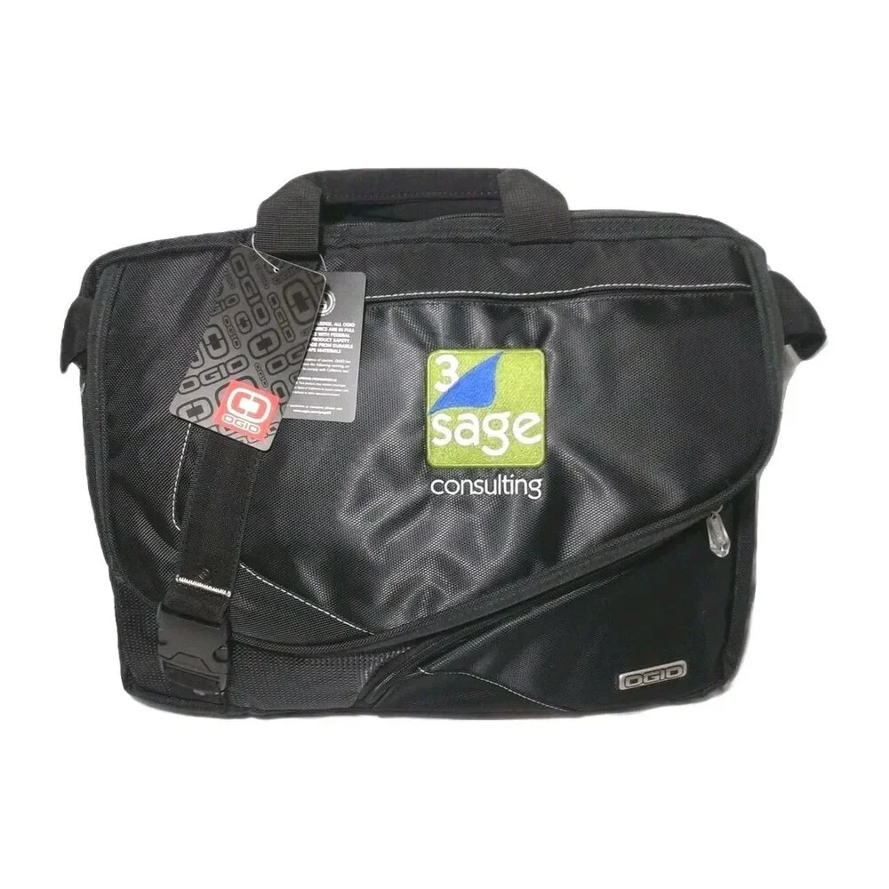 OGIO Voyager Messenger Bag 117023-fits Laptop, MacBk- 3 Sage Consulting embossed
